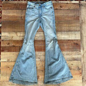 Vintage Wrangler Light Wash Denim Bell Bottom Jeans Womens Flared High Waist 27